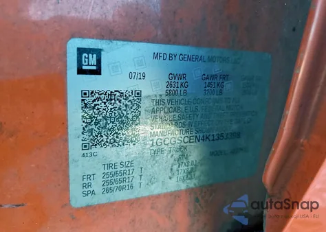 2019 Chevrolet Colorado Lt из США, поврежденный, VIN 1GCGSCEN4K1353398